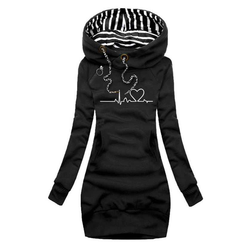 Carolien™ Winterwarmer Hoodie-Kleid mit Hundemotiv