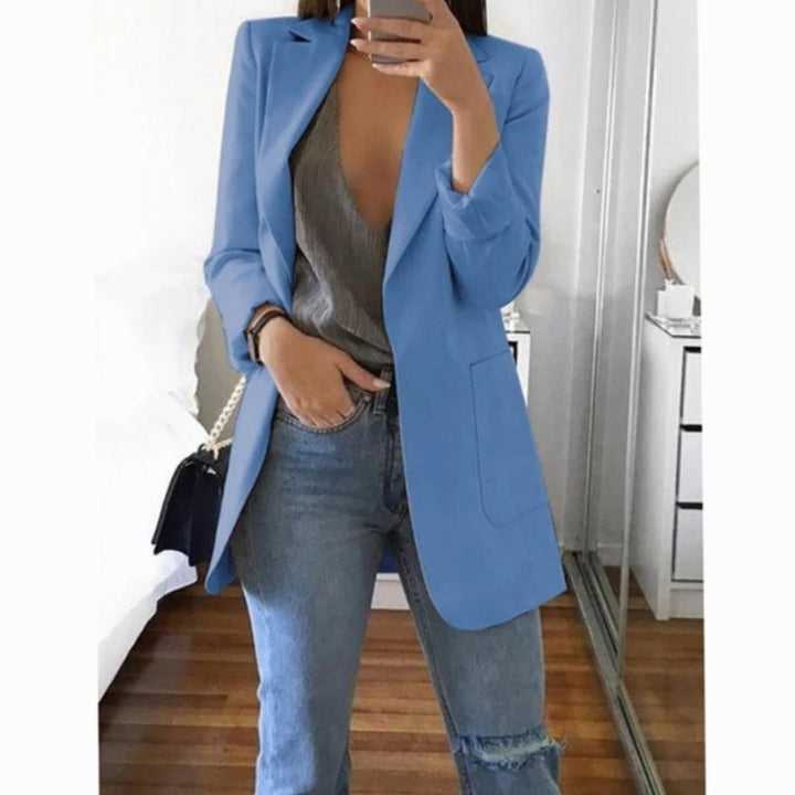 Blazer Gilet Dames Lange Open Blazer Veelzijdig Casual - Blauw