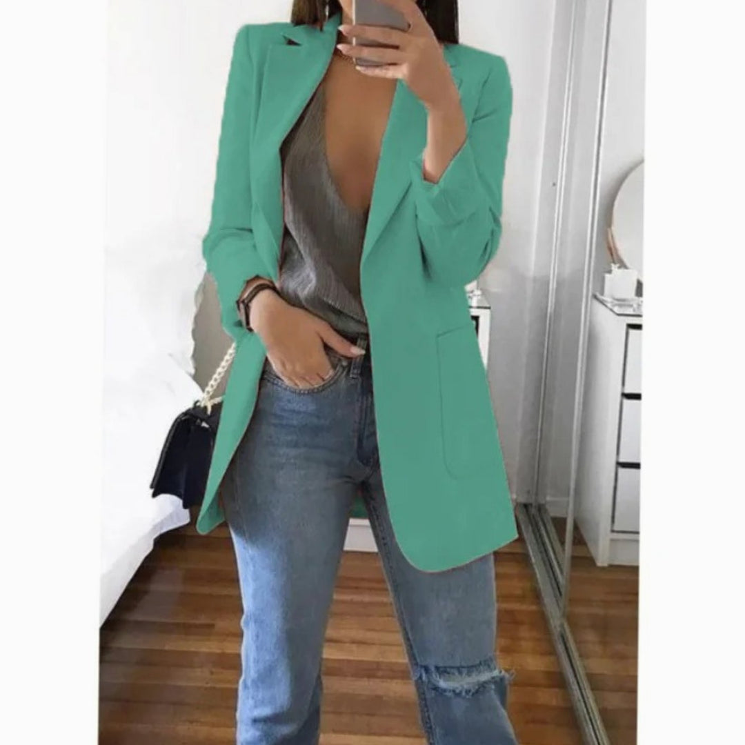 Blazer Gilet Dames Lange Open Blazer Veelzijdig Casual - Lichtblauw
