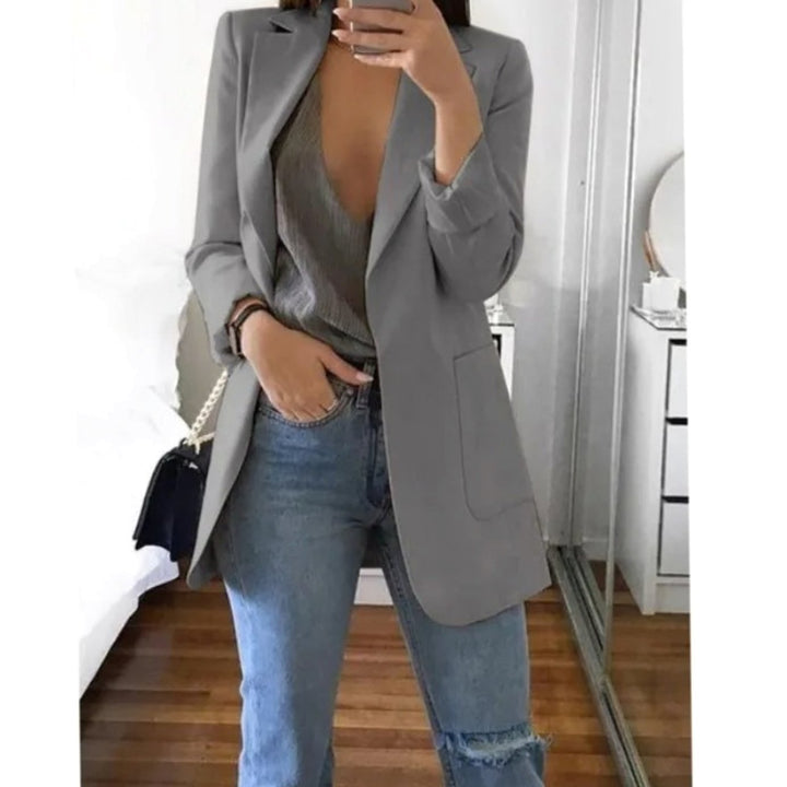 Blazer Gilet Dames Lange Open Blazer Veelzijdig Casual - Grijs