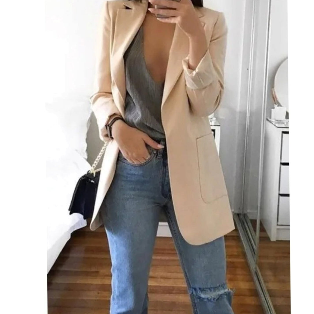 Blazer Gilet Dames Lange Open Blazer Veelzijdig Casual - Bruin