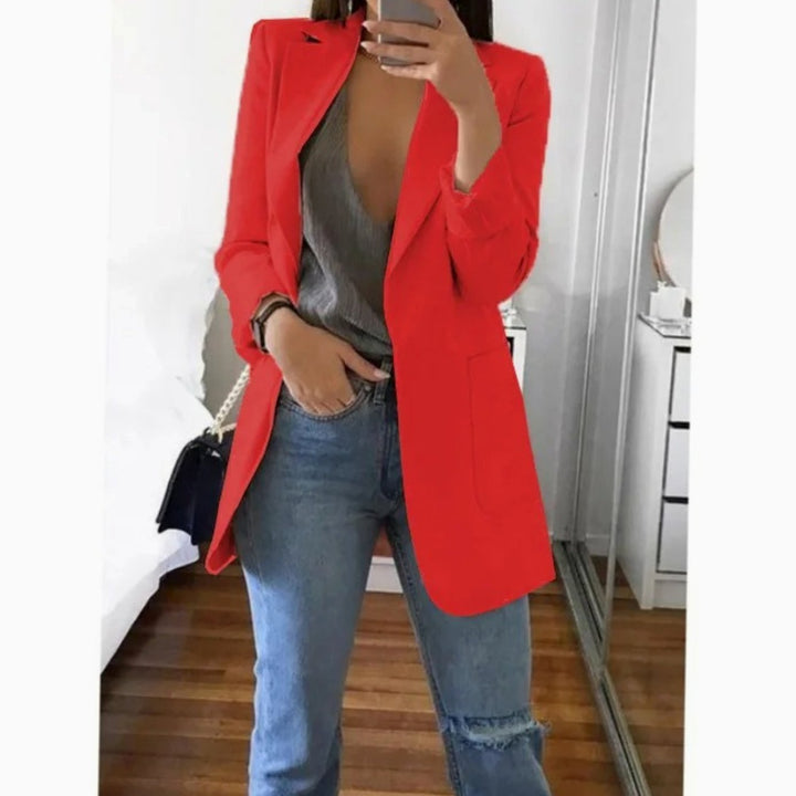 Blazer Gilet Dames Lange Open Blazer Veelzijdig Casual - Rood