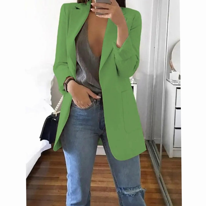 Blazer Gilet Dames Lange Open Blazer Veelzijdig Casual - Lichtgroen