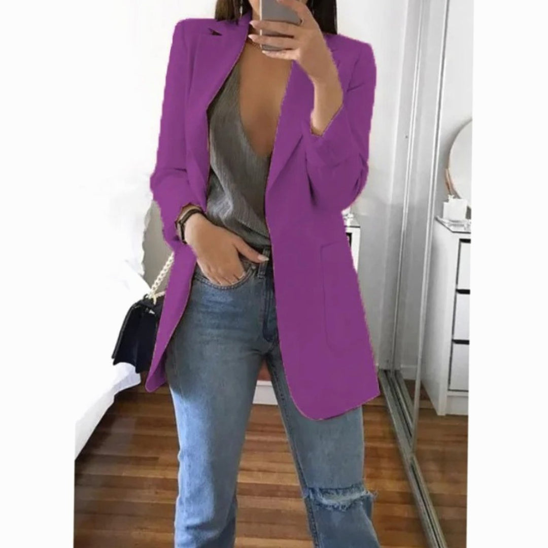 Blazer Gilet Dames Lange Open Blazer Veelzijdig Casual - Paars