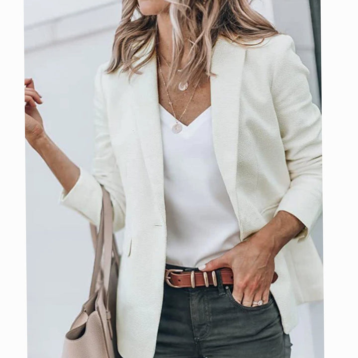 Blazer Gilet Dames Open Voorkant Elegante Casual Longblazer - Wit