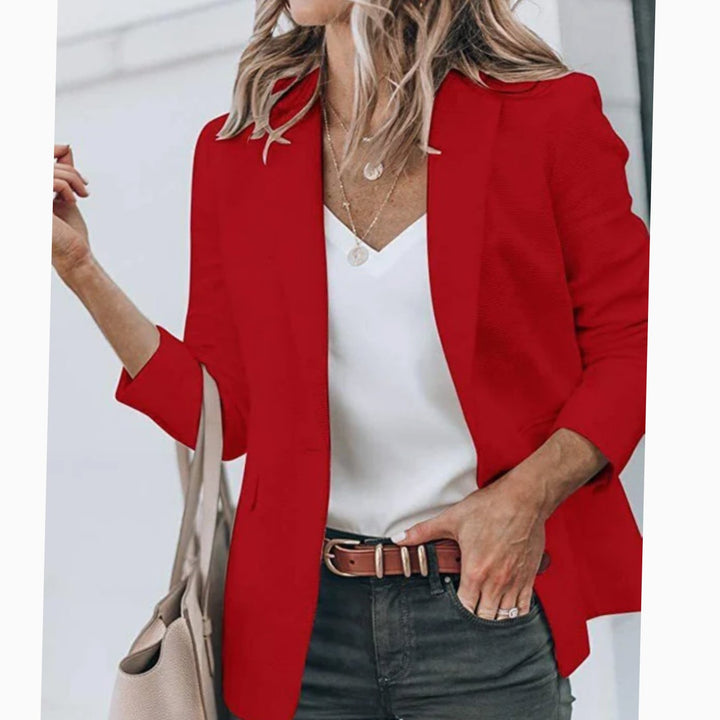 Blazer Gilet Dames Open Voorkant Elegante Casual Longblazer - Rood