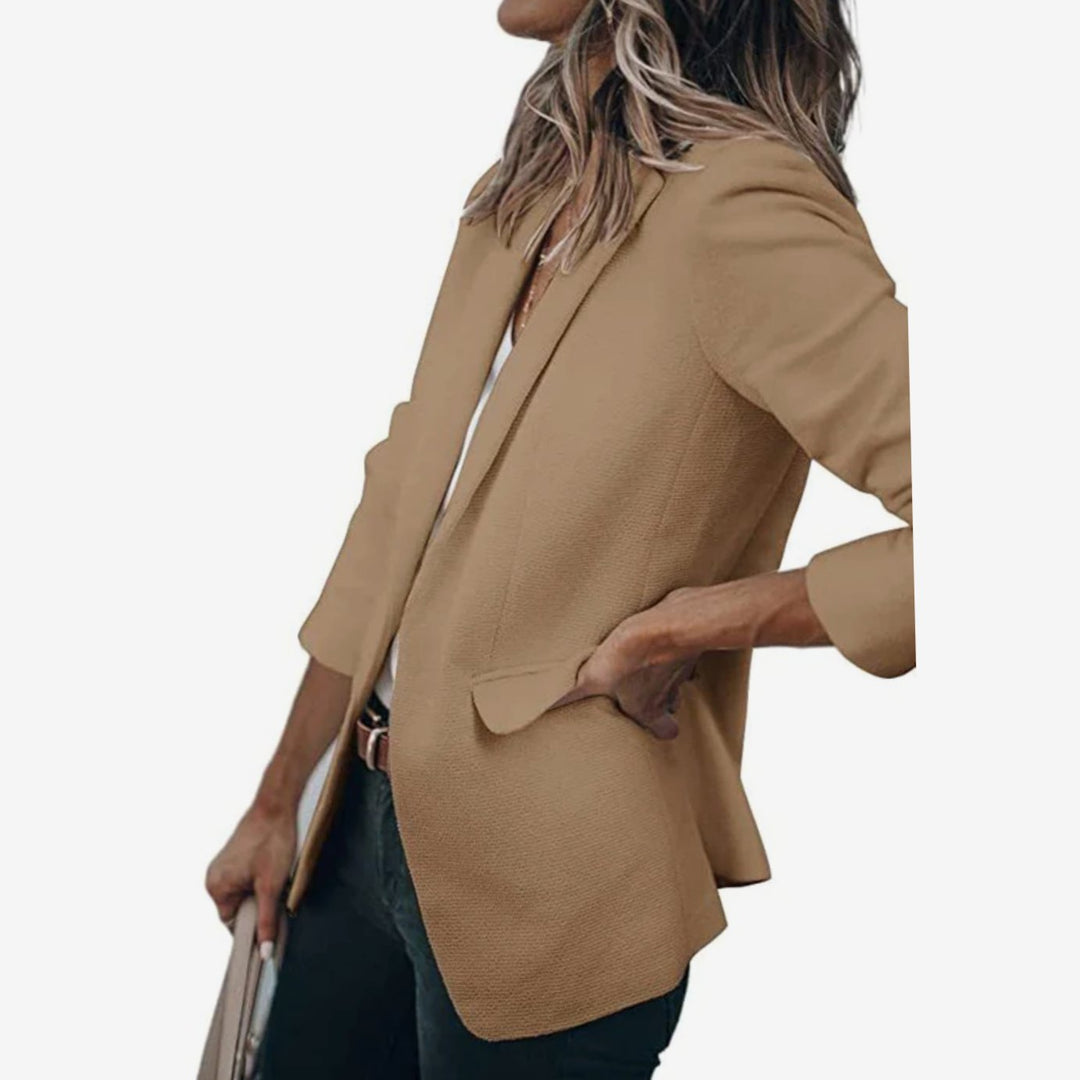 Blazer Gilet Dames Open Voorkant Elegante Casual Longblazer - Donkerbruin