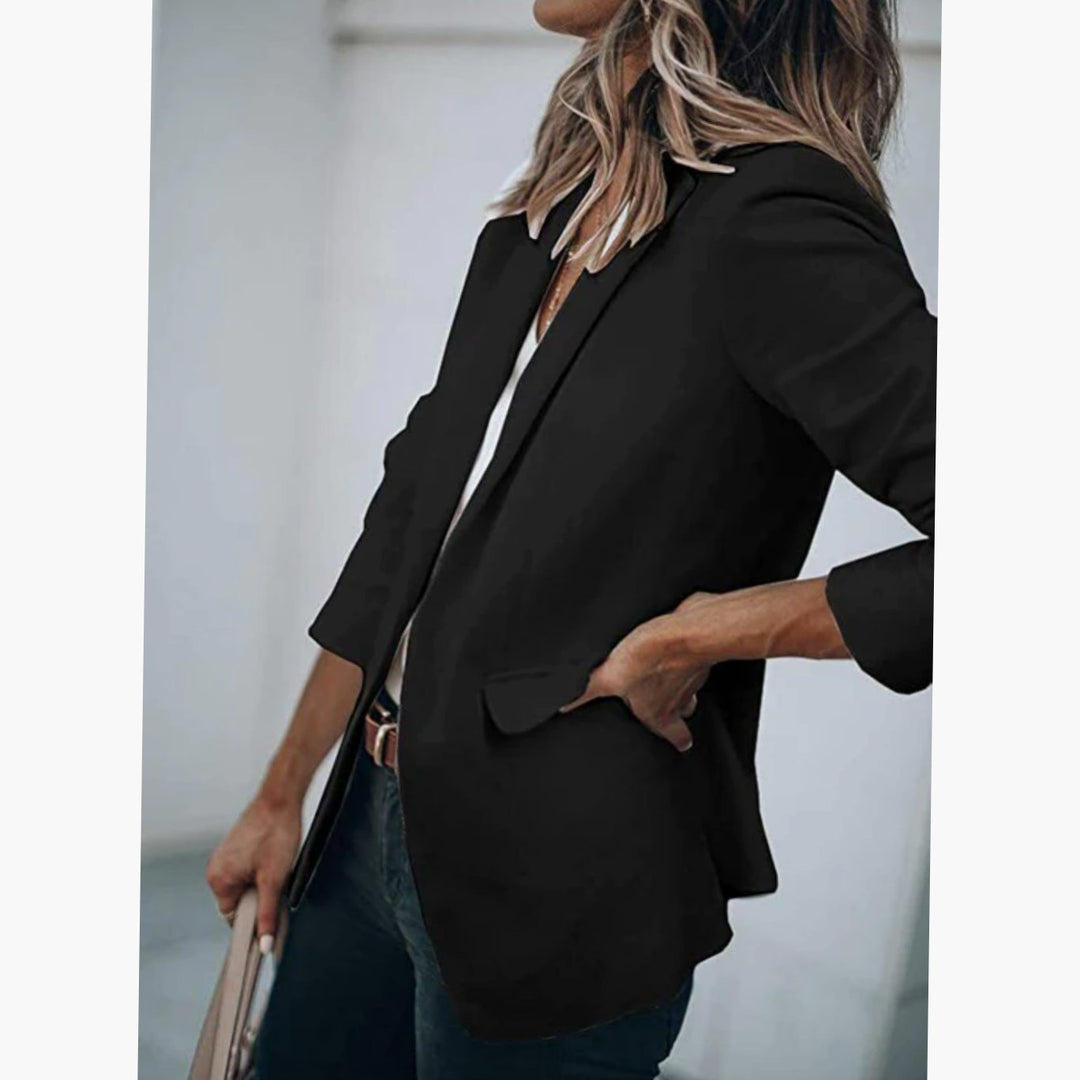 Blazer Gilet Dames Open Voorkant Elegante Casual Longblazer - Zwart