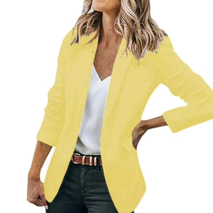 Blazer Gilet Dames Open Voorkant Elegante Casual Longblazer - Geel