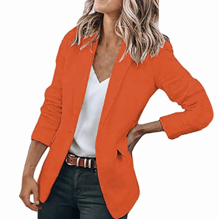 Blazer Gilet Dames Open Voorkant Elegante Casual Longblazer - Oranje