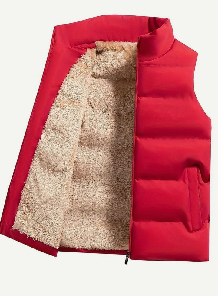Bodywarmer Dames Fleece Gevoerd Mouwloos Wintervest Opstaande Kraag