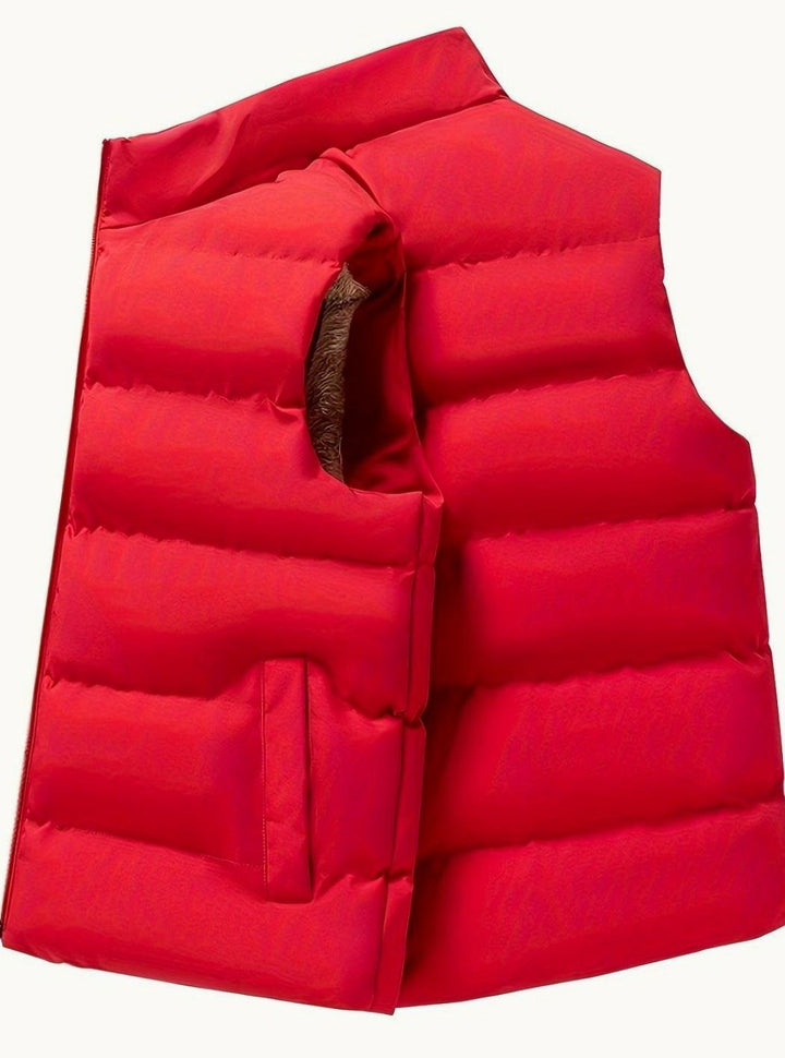 Bodywarmer Dames Fleece Gevoerd Mouwloos Wintervest Opstaande Kraag