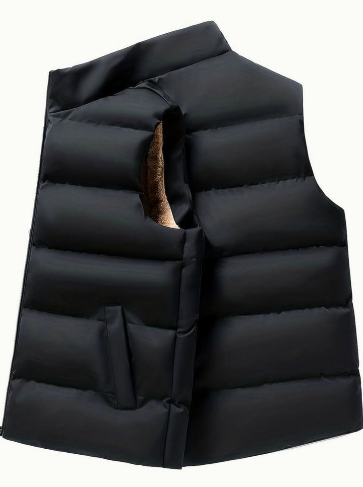 Bodywarmer Dames Fleece Gevoerd Mouwloos Wintervest Opstaande Kraag