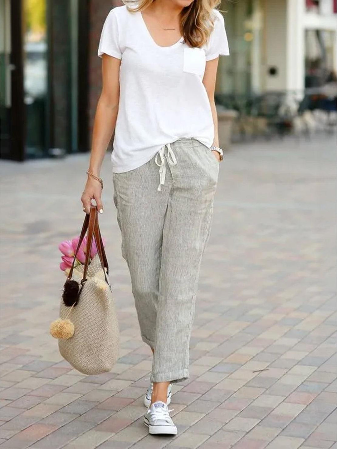 Isabella | Dames Trekkoord Taille Casual Slim Fit Broek