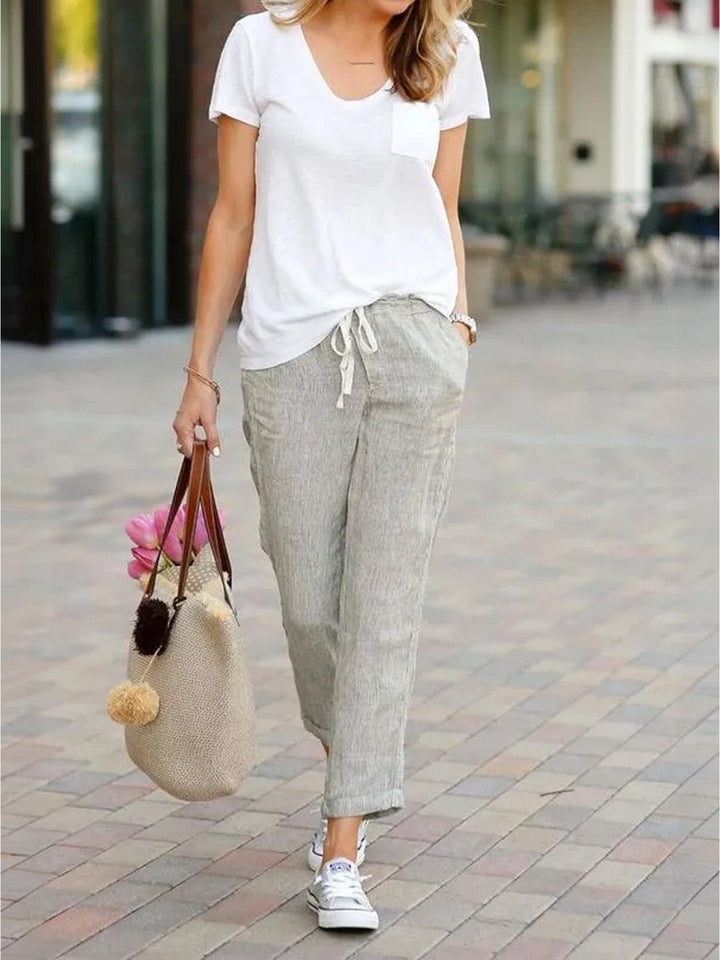 Isabella | Dames Trekkoord Taille Casual Slim Fit Broek