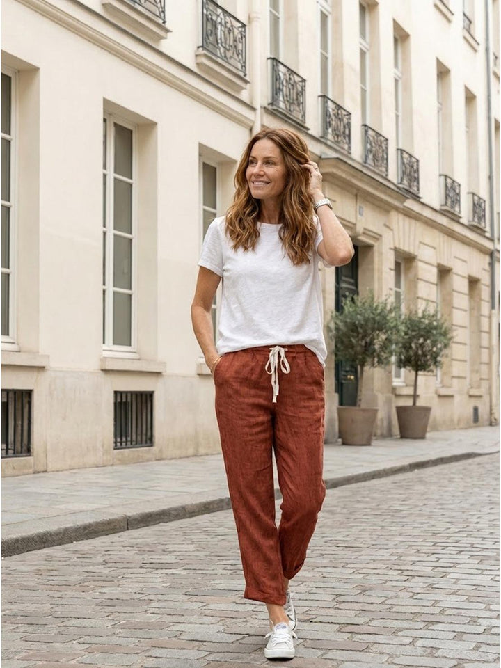 Isabella | Dames Trekkoord Taille Casual Slim Fit Broek