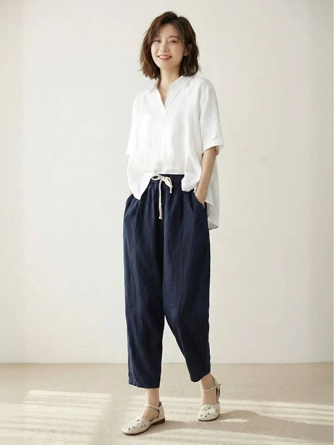 Isabella | Dames Trekkoord Taille Casual Slim Fit Broek