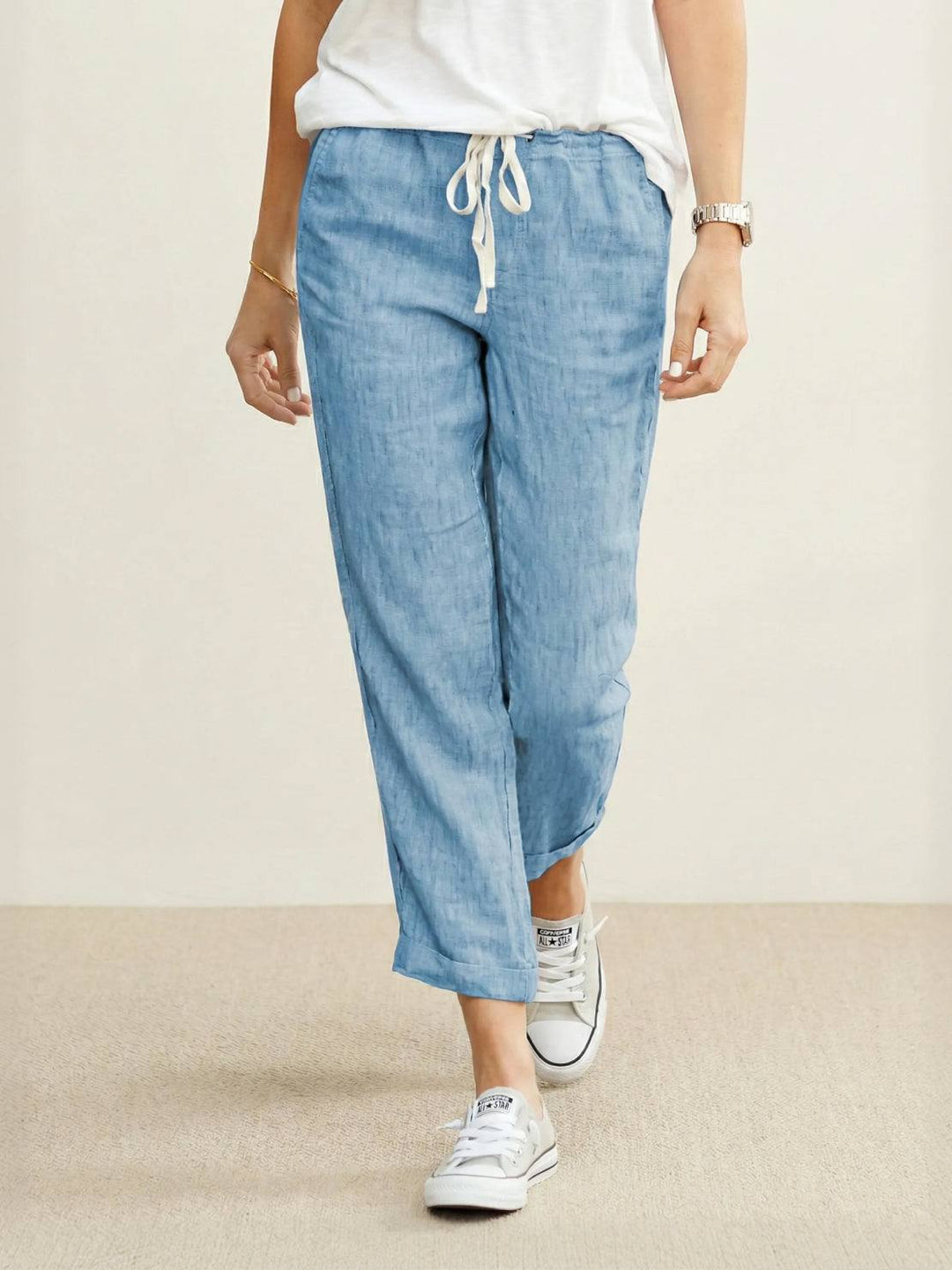 Isabella | Dames Trekkoord Taille Casual Slim Fit Broek