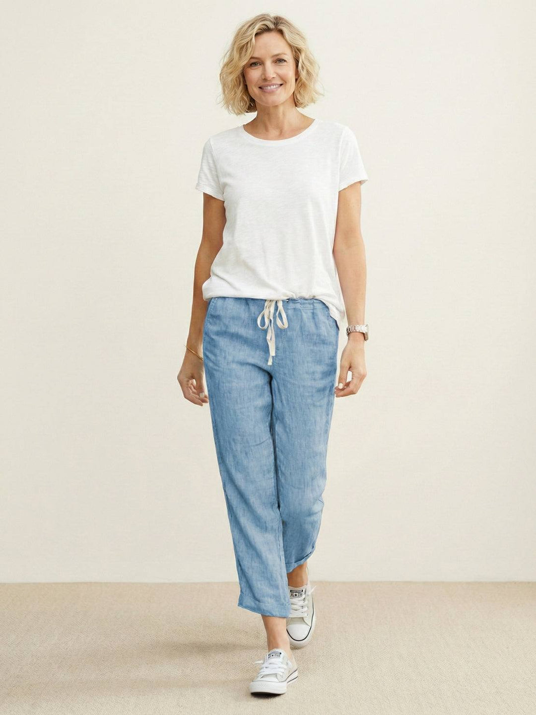 Isabella | Dames Trekkoord Taille Casual Slim Fit Broek