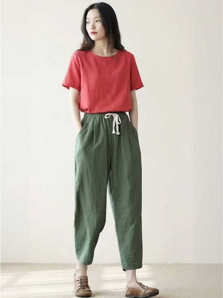 Isabella | Dames Trekkoord Taille Casual Slim Fit Broek
