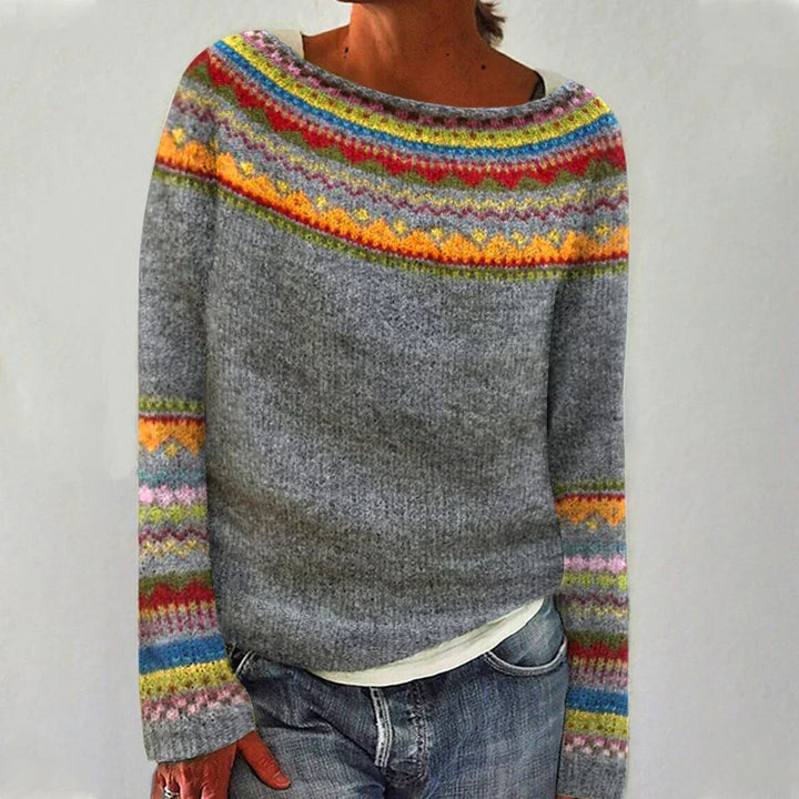 Natalie | Dames Kleurrijke Fair Isle Gebreide Trui