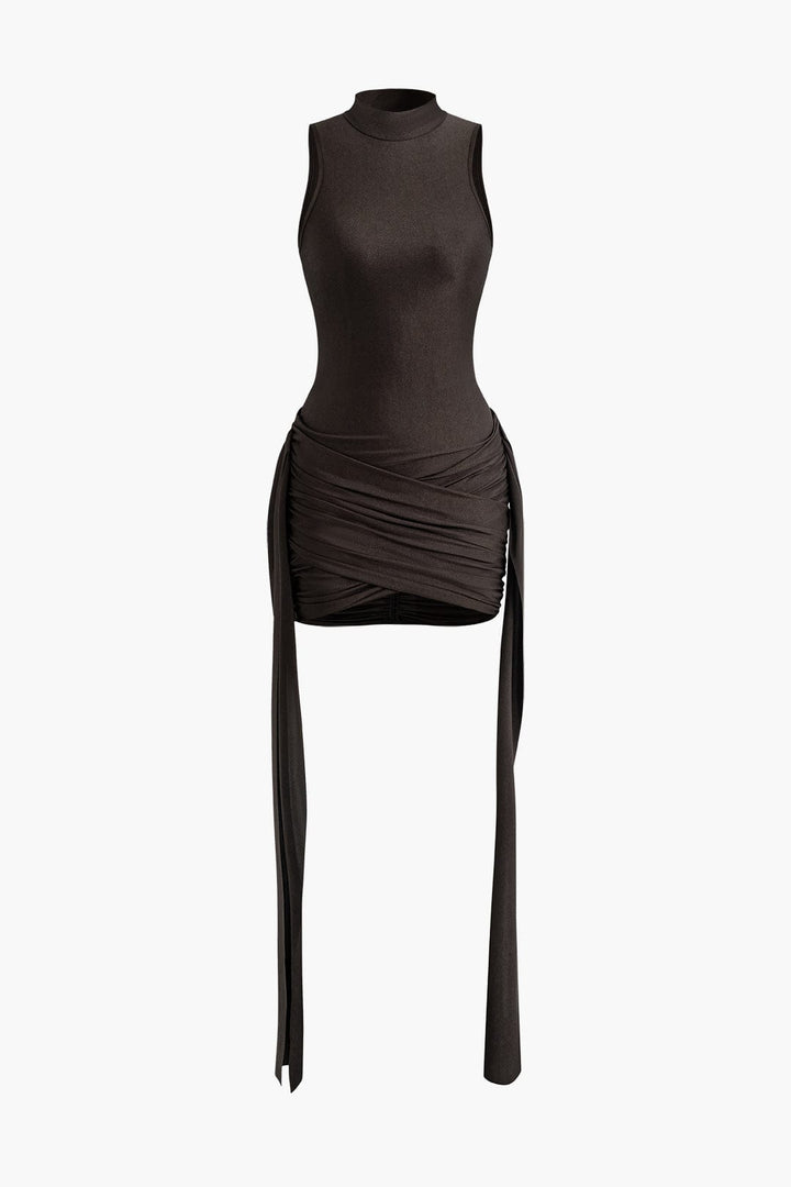 Vera | Elegante High-Neck Bodycon Minidress met Drapering