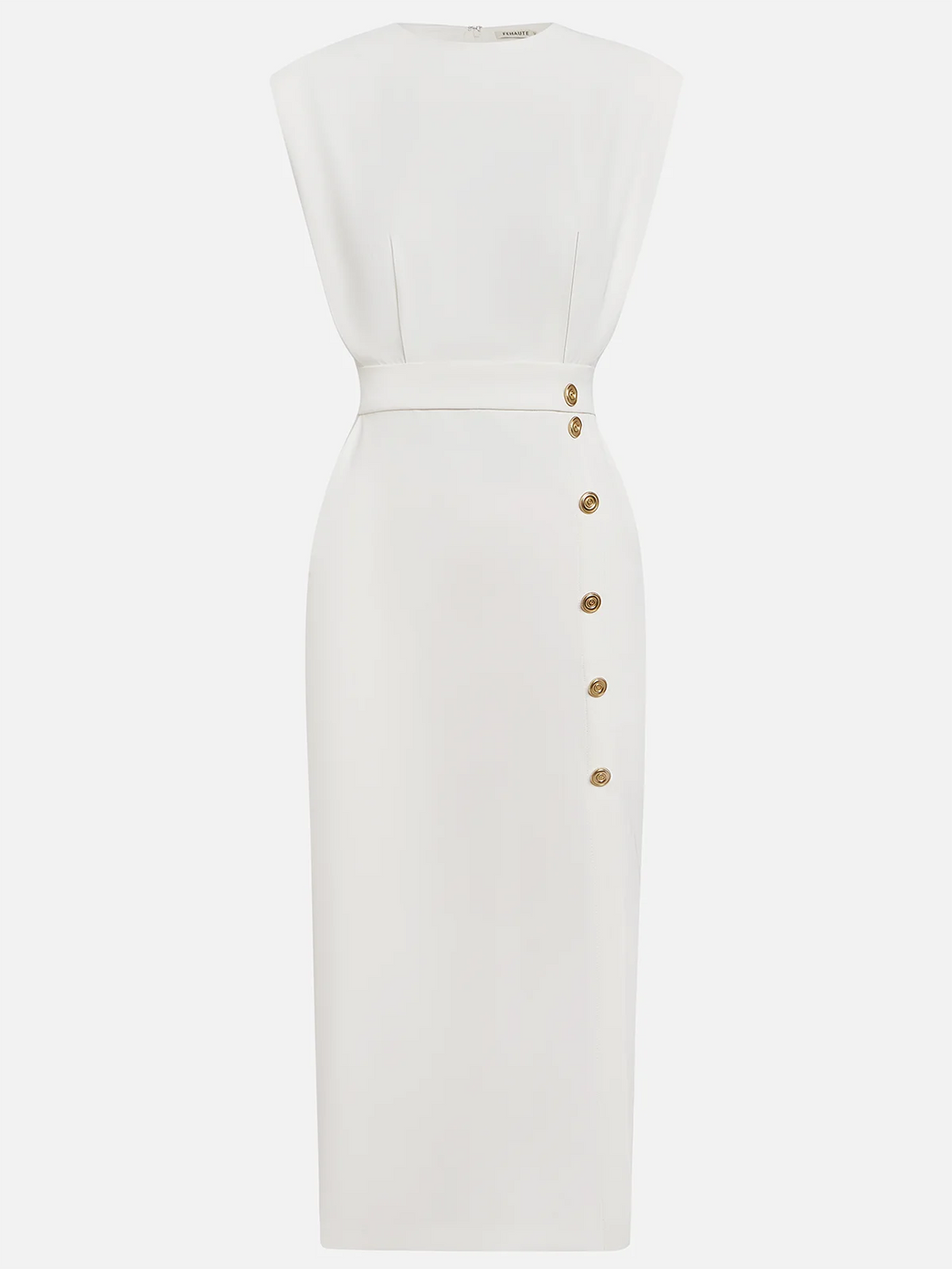Emma | Damen Ärmelloses Midikleid mit Knopfdetail