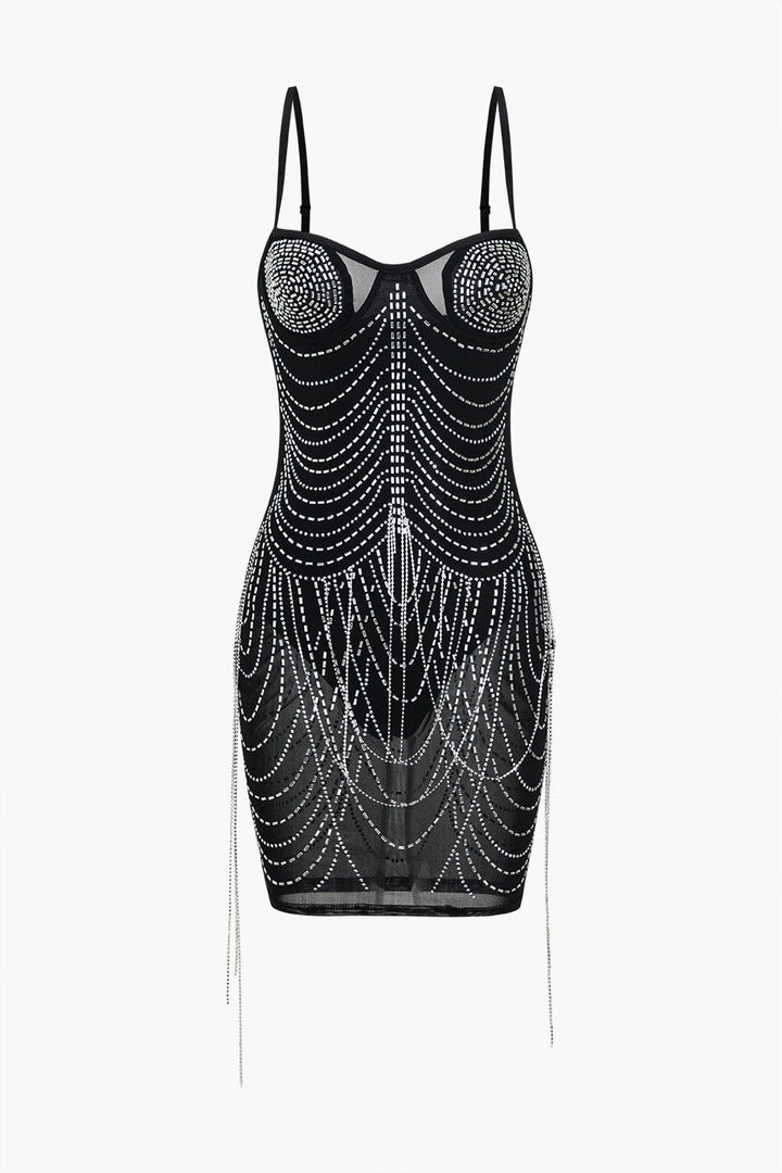 Celeste | Strass-verziend Mesh-Minikleed – Glitterende glamour voor onvergetelijke nachten