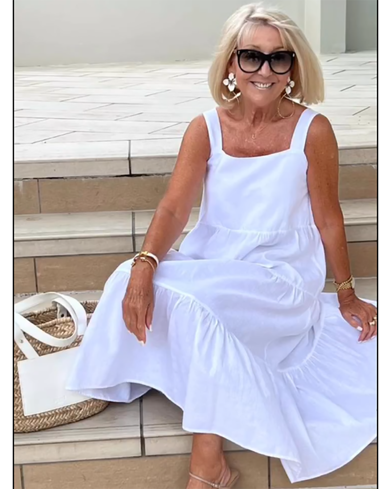 Freya | Dames Mouwloos Gelaagde Maxi Casual Jurk