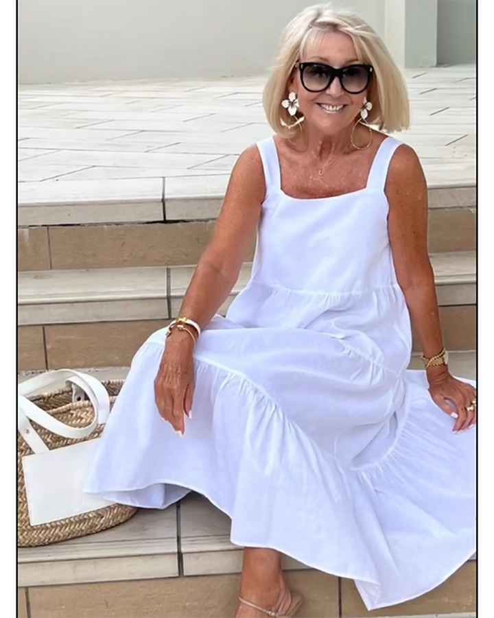 Freya | Dames Mouwloos Gelaagde Maxi Casual Jurk