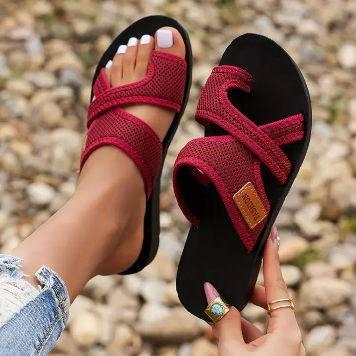 Faye | Dames Slip-On Platte Band Sandalen