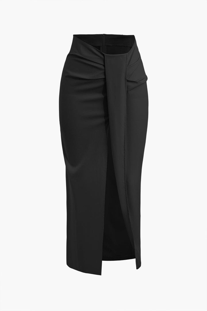 Fridoline | Elegante Midirok met Wickeloptiek, Drapering en Hoge Split