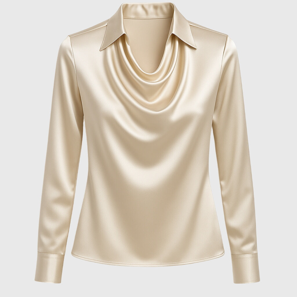 Athena | Dames Top met Watervalhals en Lange Mouwen