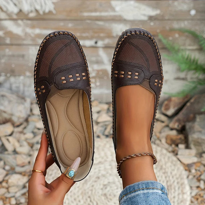 Samantha | Dames Geperforeerde Comfort Instap Loafers