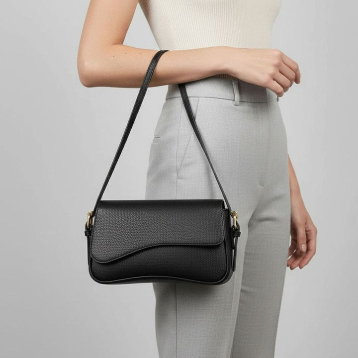 Damen Elegante Leren Schoudertas Verstellbarer Riemen Strukturleder