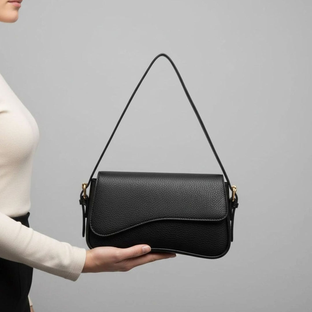 Damen Elegante Leren Schoudertas Verstellbarer Riemen Strukturleder