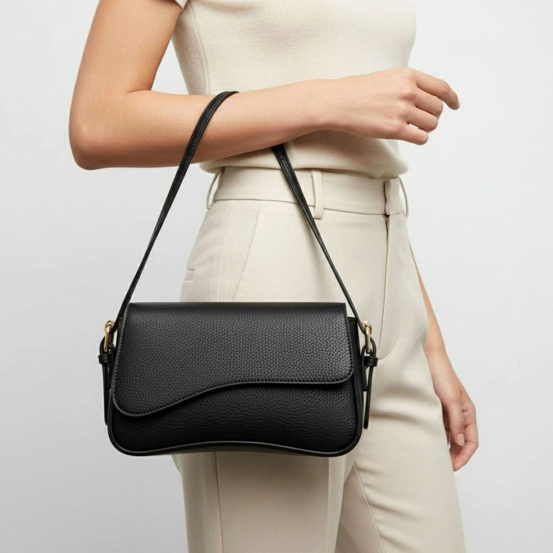 Damen Elegante Leren Schoudertas Verstellbarer Riemen Strukturleder