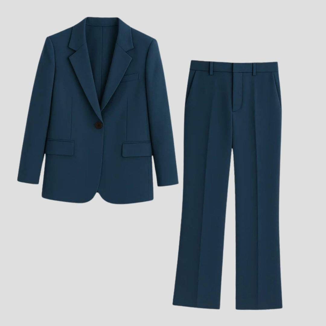 Damen Eleganter Langer Blazer und Hose Anzug-Set