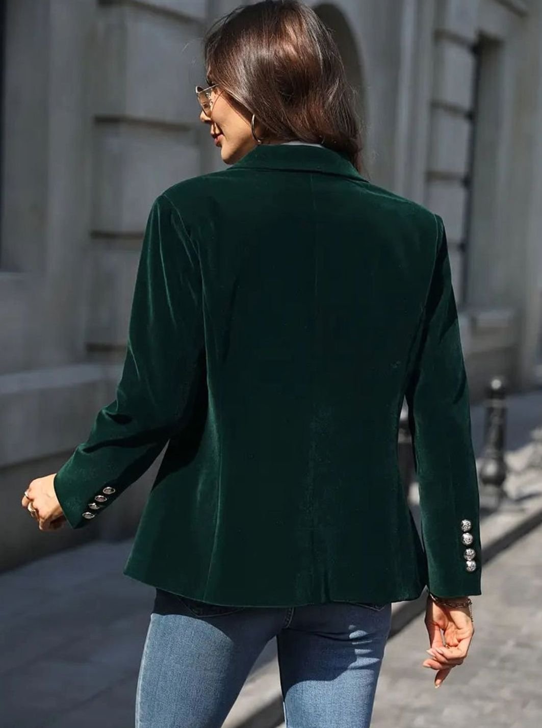 Damen Klassischer Blazer mit Ein-Knopf-Verschluss Goldknöpfen