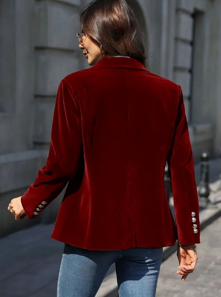 Damen Klassischer Blazer mit Ein-Knopf-Verschluss Goldknöpfen