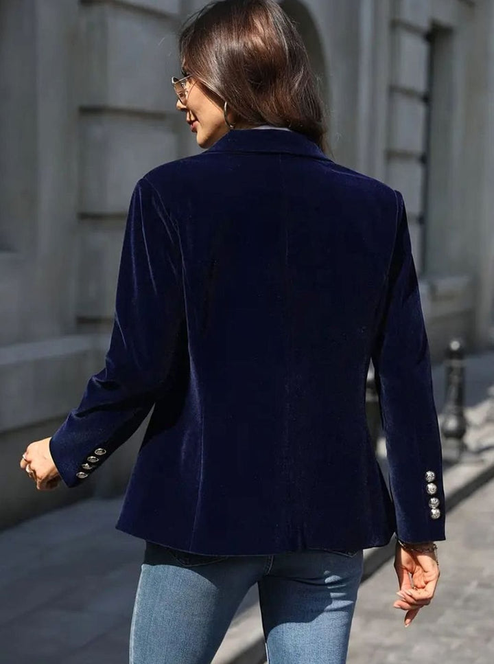 Damen Klassischer Blazer mit Ein-Knopf-Verschluss Goldknöpfen