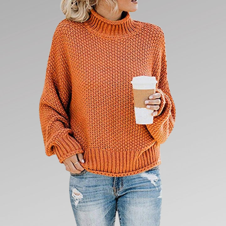 Damen Oversize Rollkragen Strickpullover für den Winter - Orange