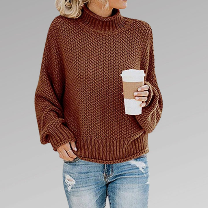 Damen Oversize Rollkragen Strickpullover für den Winter - Braun