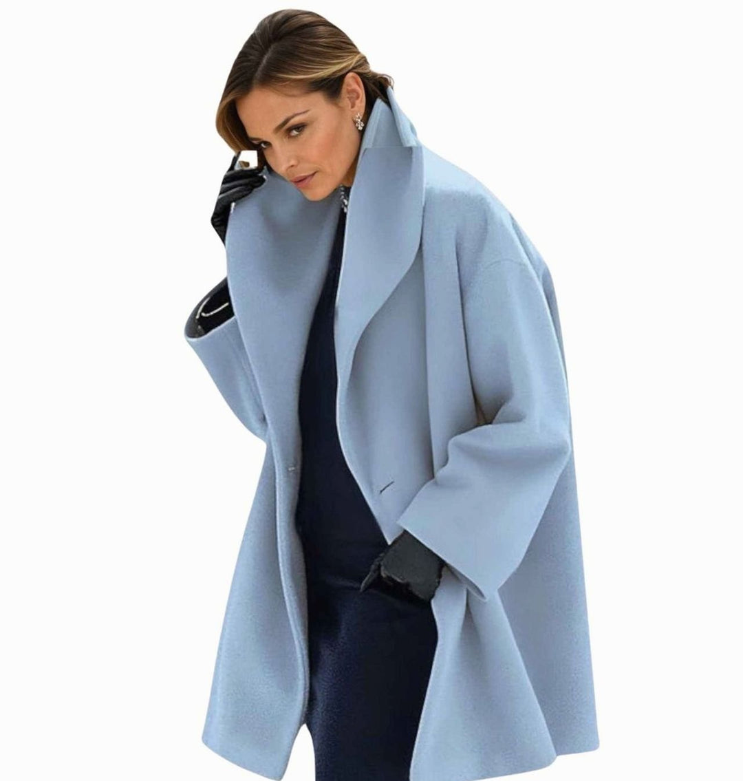 Damen Oversized Wintermantel im modernen Stil mit weitem Schnitt - Blau