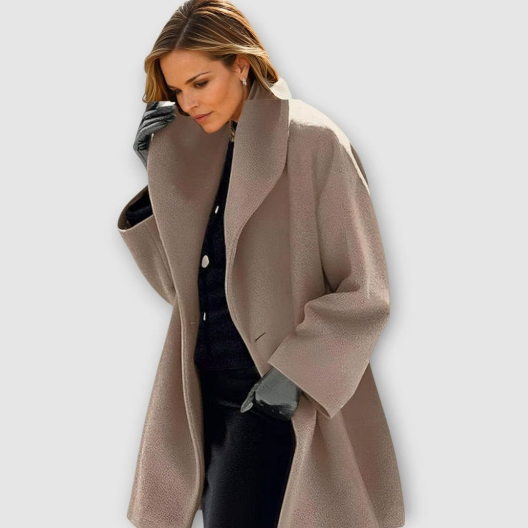 Damen Oversized Wintermantel im modernen Stil mit weitem Schnitt - Khaki