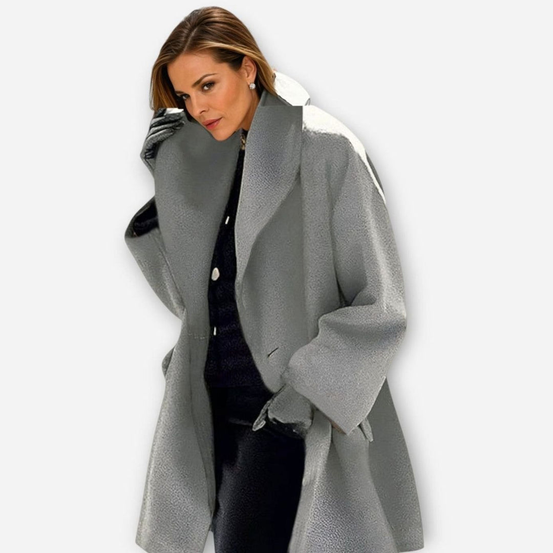 Damen Oversized Wintermantel im modernen Stil mit weitem Schnitt - Grau