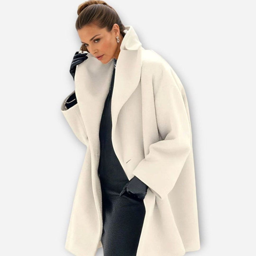 Damen Oversized Wintermantel im modernen Stil mit weitem Schnitt - Weiß