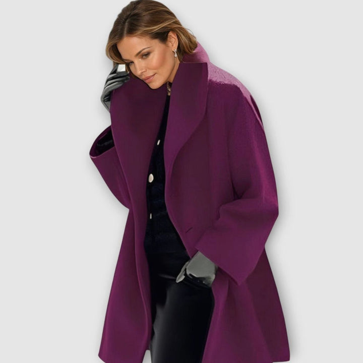 Damen Oversized Wintermantel im modernen Stil mit weitem Schnitt - Lila