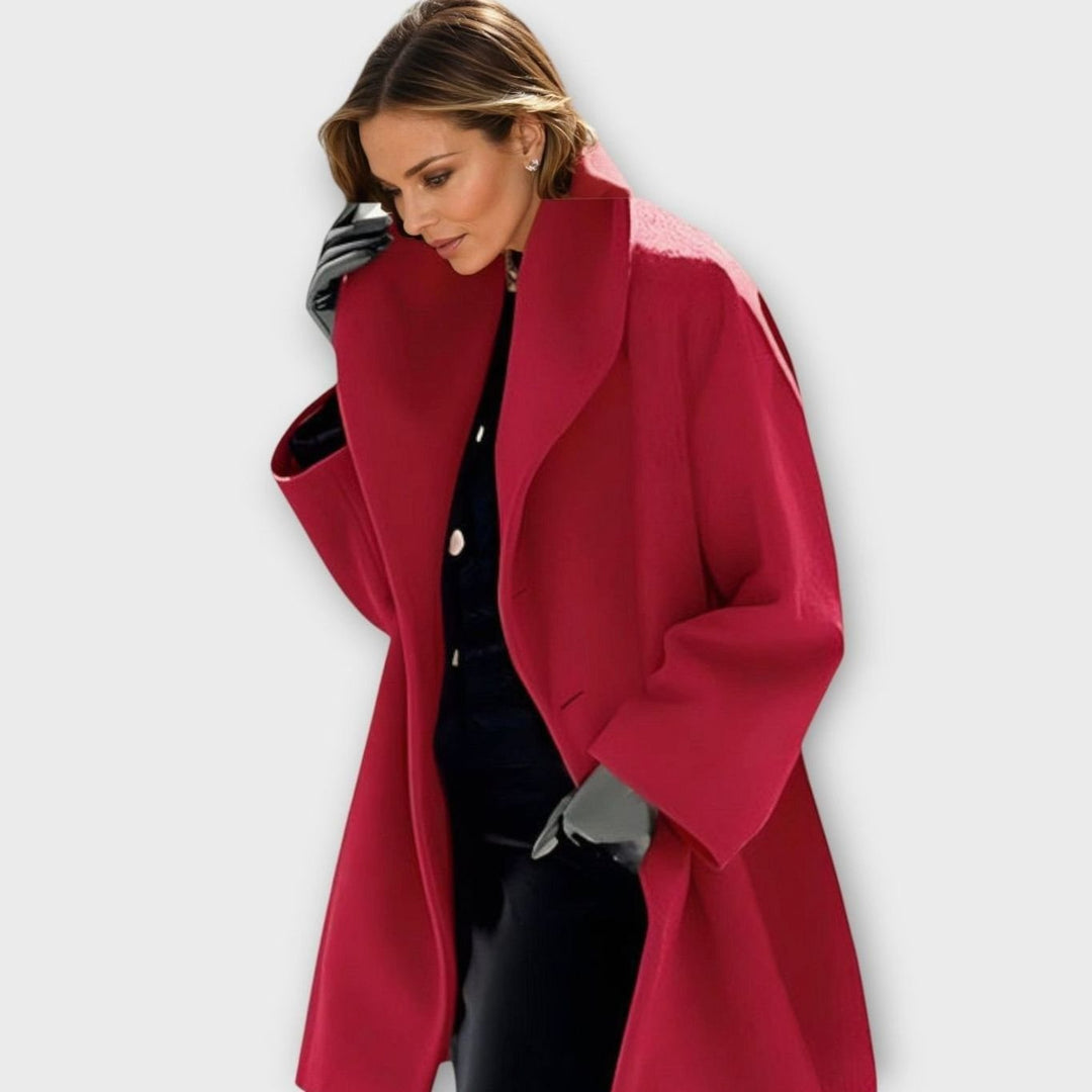 Damen Oversized Wintermantel im modernen Stil mit weitem Schnitt - Rot