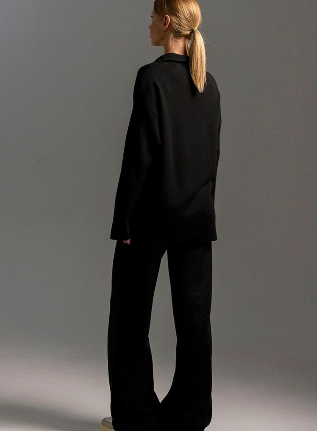 Damen Polopullover und Weitbein-Hosen-Set Oversized Lounge Zweiteiler